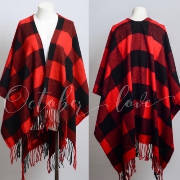 Plaid Poncho - Picture 2 of 3